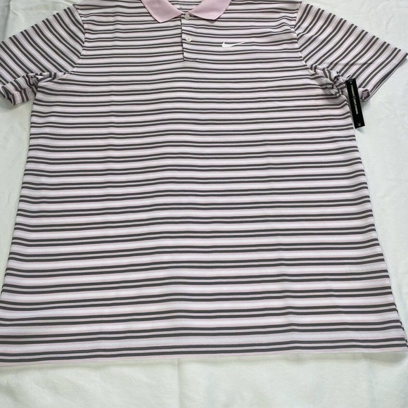 Nike Mens Dri-Fit Victory Striped Golf Polo Shirt Pink L - Picture 7 of 13